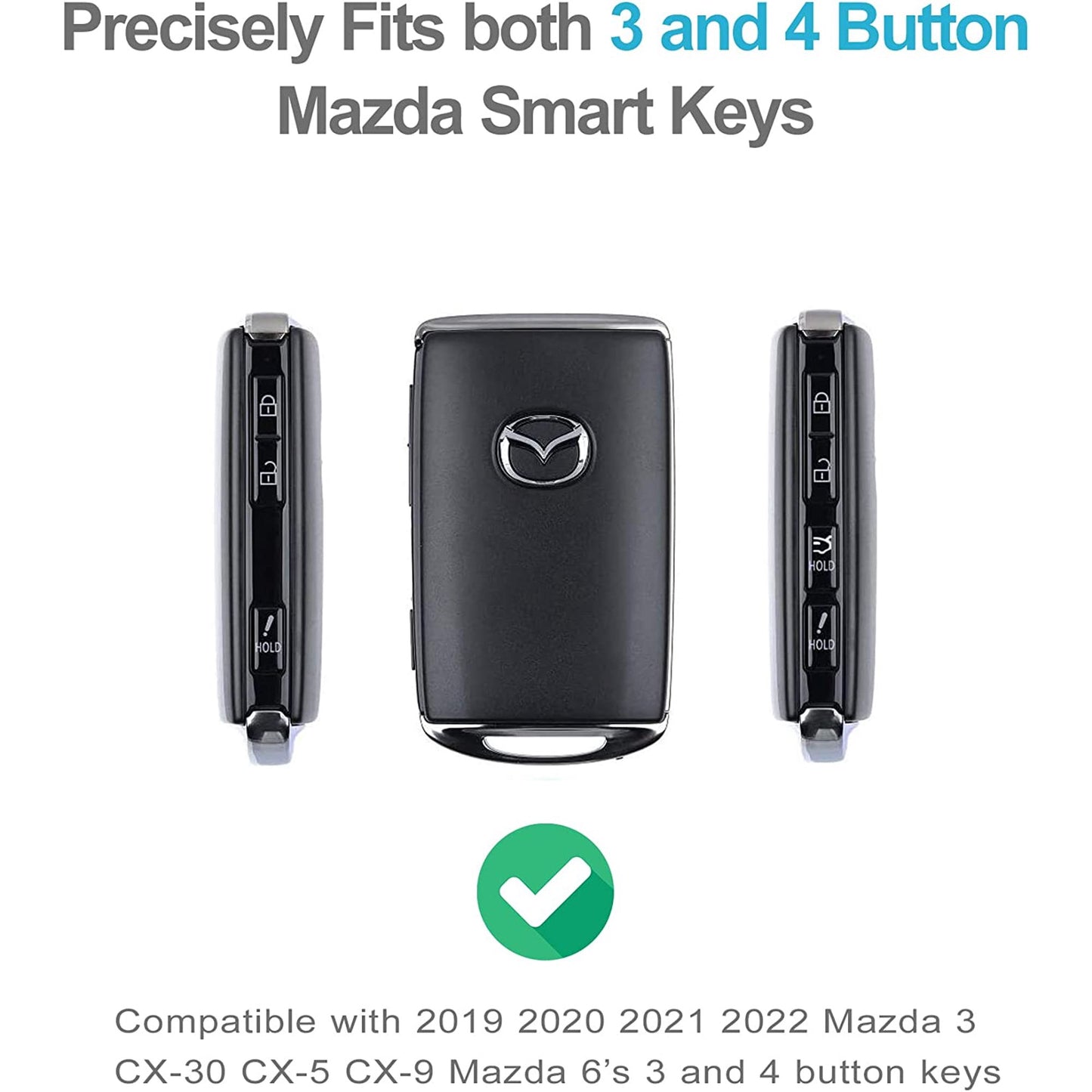 Autobase Remote Key Fob Silicone Case Cover for 2019 2020 2021 2022 Mazda 3 6 CX4 CX5 CX8 CX9 CX-30 Mazda 3 Hatchback | Car Key Protection Accessory (Black)