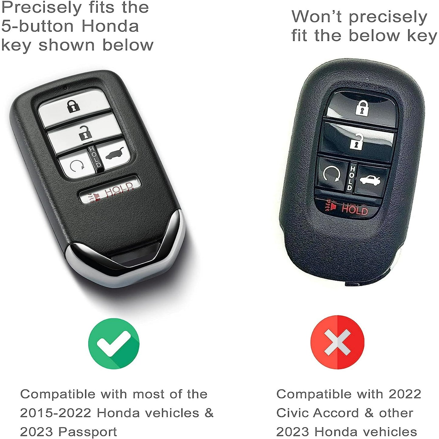 Autobase Silicone Key Fob Cover for Honda Accord Civic CR-V CRV Pilot Passport Insight EX EX-L Touring | Car Accessory | Key Protection Case - 2 Pcs (Black)