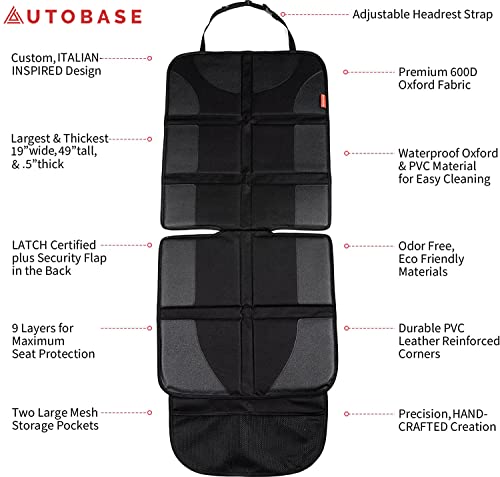 Autobase Waterproof Heavy-Duty Car Seat Protector - XL Black