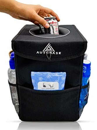 Autobase Waterproof Heavy-Duty Car Trash Can - Black