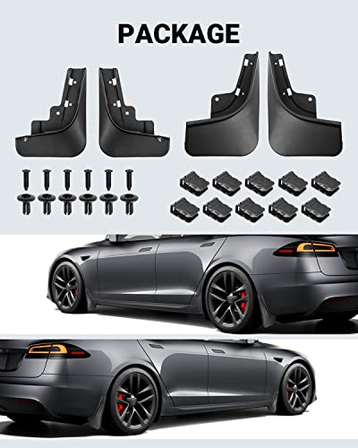 Tesla Model S Y and 3 Heavy-Duty Mud Flaps - Set of 4 in Black