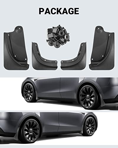 Tesla Model S Y and 3 Heavy-Duty Mud Flaps - Set of 4 in Black