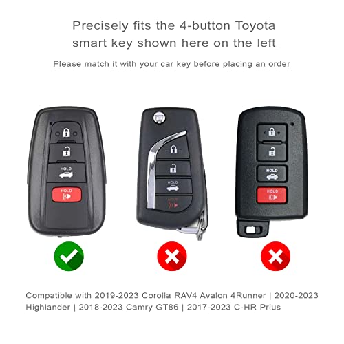 Autobase Key Fob Cover for Toyota Key Case Compatible with 2018 2019 2020 2021 2022 Camry RAV4 Highlander Avalon C-HR Prius Corolla GT86 Smart Key