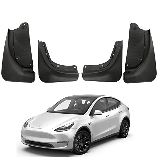 Tesla Model S Y and 3 Heavy-Duty Mud Flaps - Set of 4 in Black