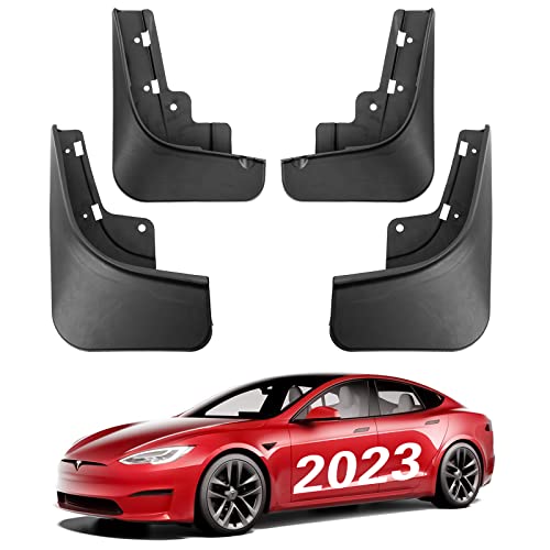 Tesla Model S Y and 3 Heavy-Duty Mud Flaps - Set of 4 in Black