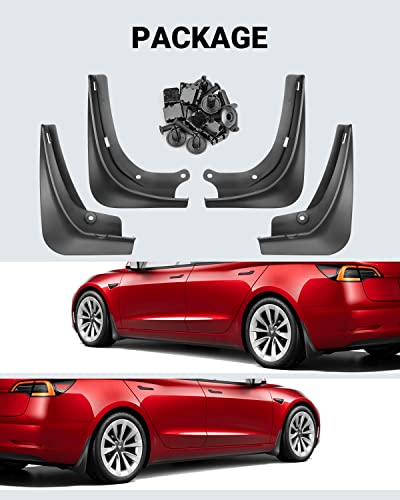 Tesla Model S Y and 3 Heavy-Duty Mud Flaps - Set of 4 in Black