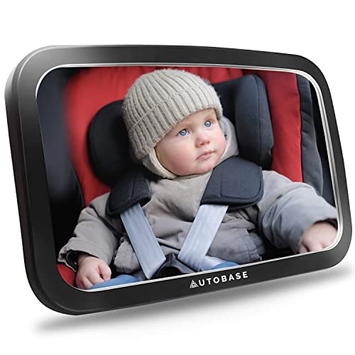 Autobase Rear Facing Ultra-Wide Baby Car Seat Mirror - Black