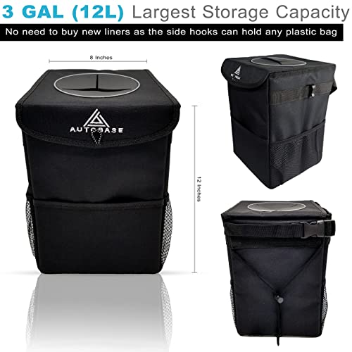 Autobase Waterproof Heavy-Duty Car Trash Can - Black