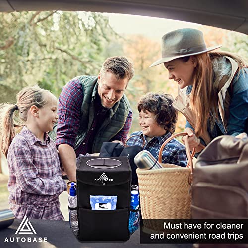 Autobase Waterproof Heavy-Duty Car Trash Can - Black