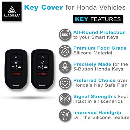 Autobase Key Fob Cover for Honda Accord Civic CR-V CRV Pilot Passport - 2 Pcs