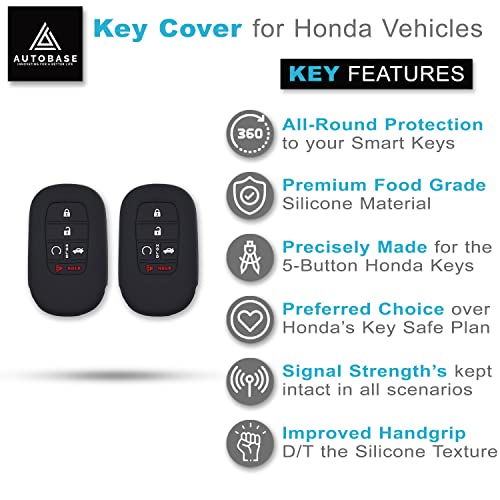 Autobase Silicone Key Fob Cover for 2024 2025 Honda Civic Accord Sport SI EX EX-L Touring | Car Accessory | Key Protection Case