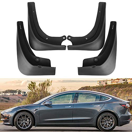 Tesla Model S Y and 3 Heavy-Duty Mud Flaps - Set of 4 in Black