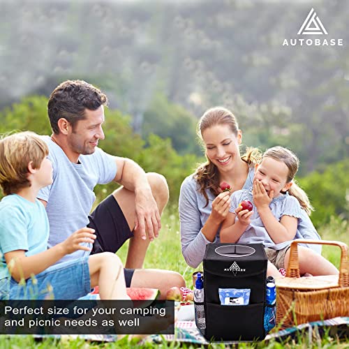 Autobase Waterproof Heavy-Duty Car Trash Can - Black