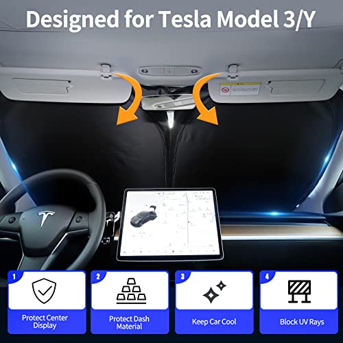 Tesla Model 3 Y and S Front Windshield Foldable Sunshade