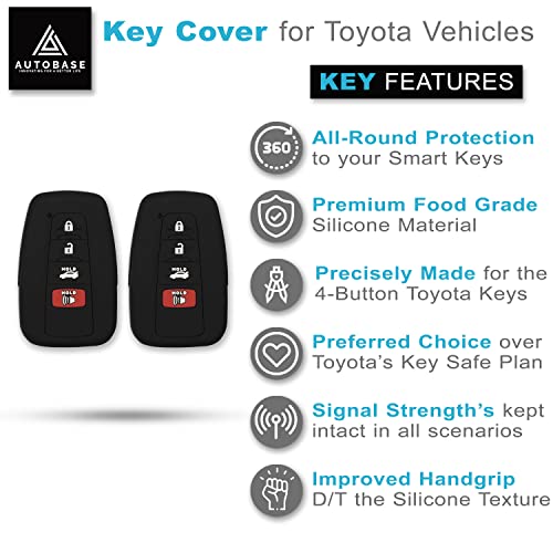 Autobase Key Fob Cover for Toyota Key Case Compatible with 2018 2019 2020 2021 2022 Camry RAV4 Highlander Avalon C-HR Prius Corolla GT86 Smart Key